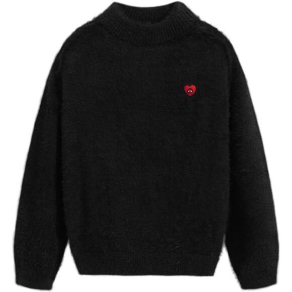 Women's Fuzzy Soft Oversized Solid Sweaters Crewneck Knit Casual Pullover